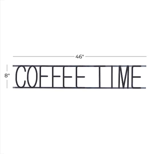 46" Black Coffee Time Iron Wall Sign